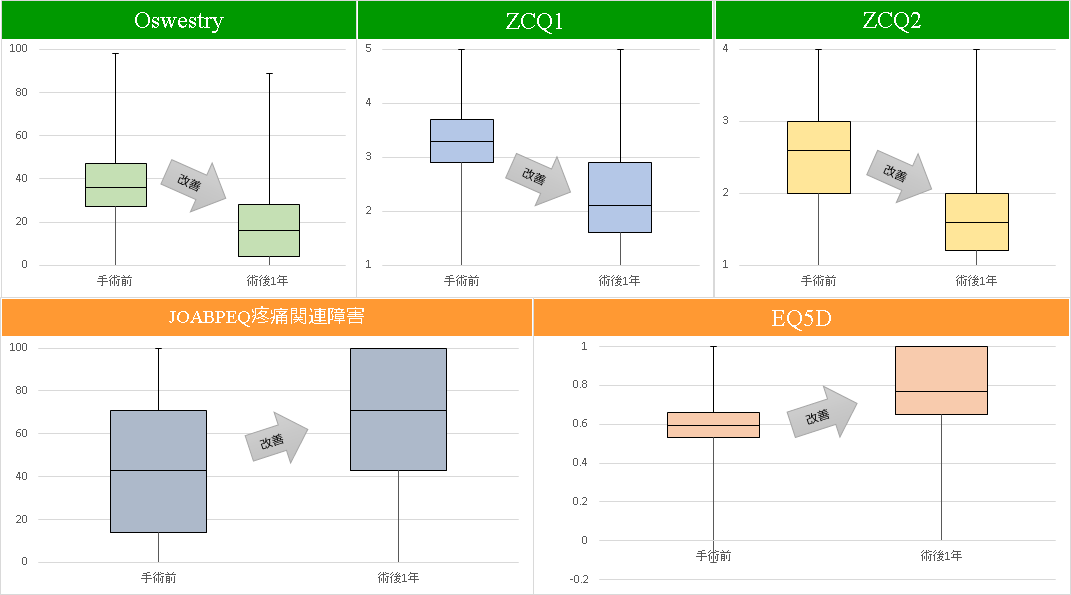 MEL（内視鏡下腰椎椎弓切除術）のアンケート結果グラフ