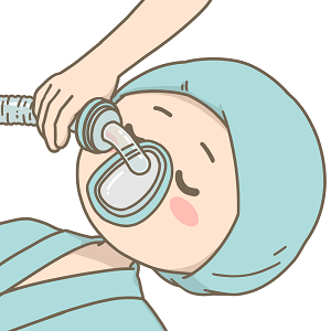 酸素マスクの装着